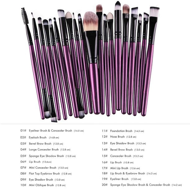 Vabogu Makeup Brushes, 20 PCS Makeup Brush Set tools Make-up Toiletry Kit Wool Makeup Brush Set