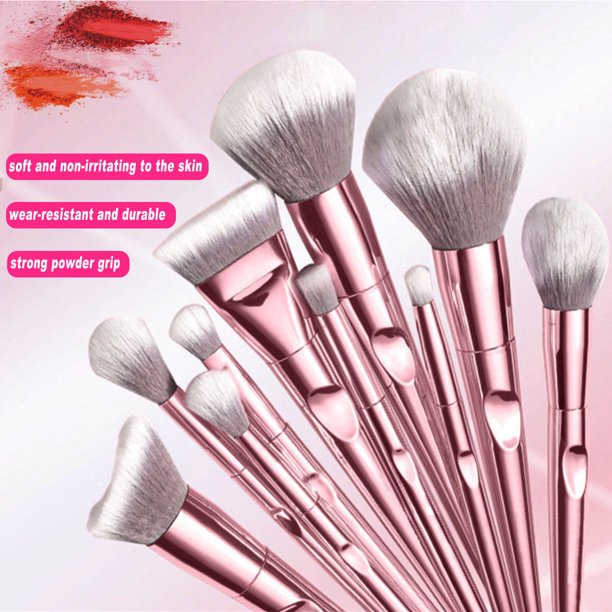 HKEEY Makeup brush, 10 pcs Makeup Brushes Set with Laser Bags,Pink Laser Bag Thumb Make up Brushes,Blush and Eye Shadow Brushe System Cosmetic Tool, Kit Full Facial Cosmetic Tools