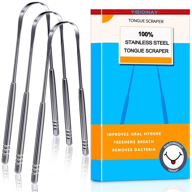 Musment Tongue Scraper, 3 Pack 100% (Medical Grade) Professional Stainless Steel Tounge Scrappers Great for Banishes Bad Breath and Maintains Oral Care, Tongue Cleaner for Adults and Kids