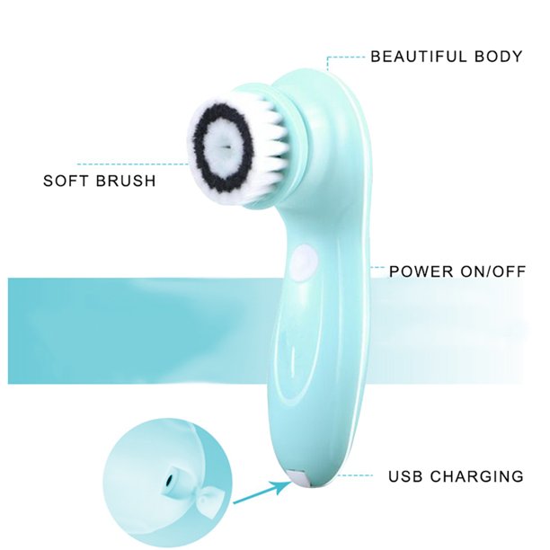 Musment Facial Cleansing Brush - Latest Advanced Cleansing Technology & 3 Brush Heads - USB Rechargeable Electric Rotating Face - IPX6 Waterproof - Advanced Spa System for Exfoliating Deep Cleanse, Blue