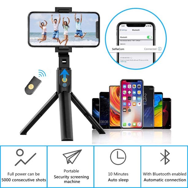 Musment 3 in 1 Extendable Selfie Stick Tripod with Detachable Bluetooth Wireless Remote Phone Holder Compatible with iPhone and Android Smartphone