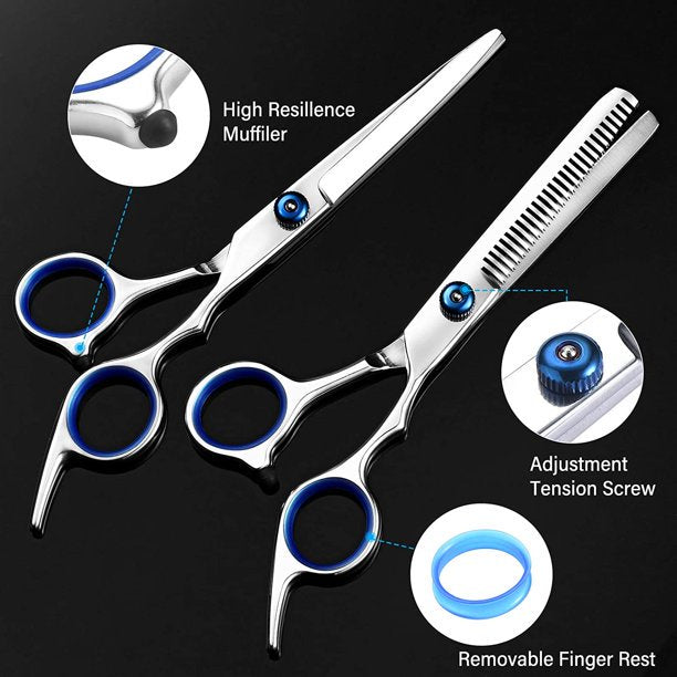 HKEEY Professional Hair Cutting Scissors Kit, Hair Scissors, Thinning Shears, Comb, Hairdressing Shears Set for Barber, Salon, Home, 6.7 inch