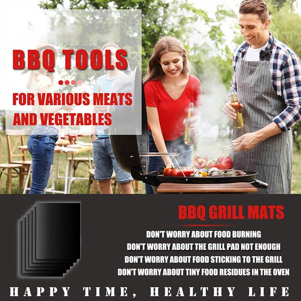 Musment Grill Mat Set of 2pcs-100% Non-Stick BBQ Grill Mats, Heavy Duty, Reusable, and Easy to Clean - Works on Electric Grill Gas Charcoal BBQ - 15.75 x 13-Inch, Black