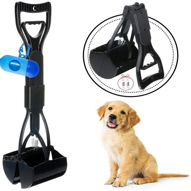 NIUTA Pooper Scooper for Large & Medium, Small Dogs, Foldable Long Handle, Sturdy and Durable Great for Gravel, Grass, Concrete & Yard Spade, Easy to use Clean & Portable High Strength Material-Black