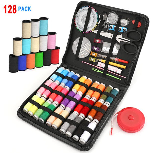 Musment Sewing Kit,128pcs Zipper Portable Sewing Accessories&Supplies with PU Case,Portable Emergency Repair and Travel Kits for Beginner,Kids,Adults,Travel,Thread&Needle,Organizer Sewing Box,DIY&Home