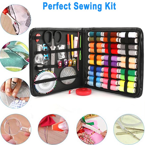 Musment Sewing Kit,128pcs Zipper Portable Sewing Accessories&Supplies with PU Case,Portable Emergency Repair and Travel Kits for Beginner,Kids,Adults,Travel,Thread&Needle,Organizer Sewing Box,DIY&Home