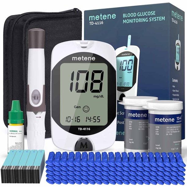 HKEEY Blood Glucose Monitor Kit Test Your Blood Sugar Levels and Estimate A1c After 3m. Kit Includes: Glucose-Meter with 25 Strips,10 Sterile lancets