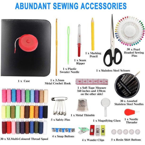 Musment Sewing Kit,128pcs Zipper Portable Sewing Accessories&Supplies with PU Case,Portable Emergency Repair and Travel Kits for Beginner,Kids,Adults,Travel,Thread&Needle,Organizer Sewing Box,DIY&Home